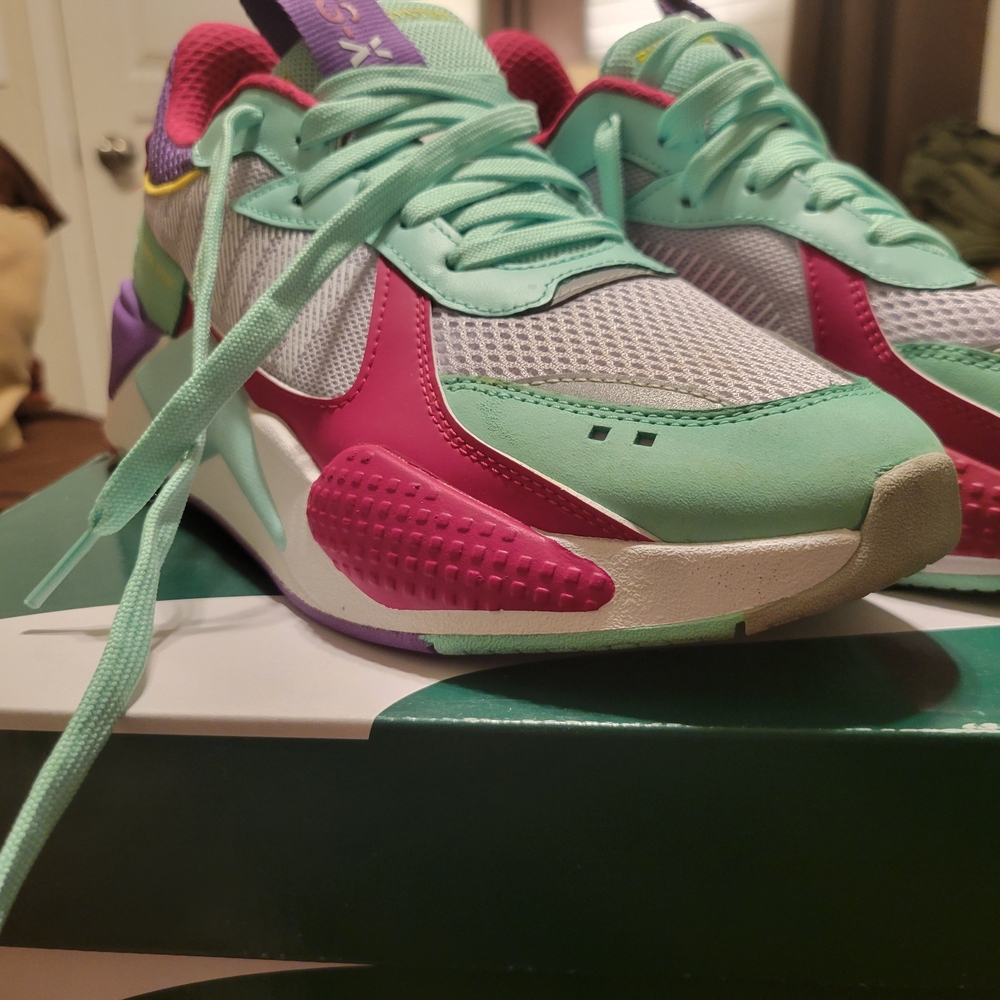 Puma Men's Teal and Pink Sneakers - Picture 5 of 6